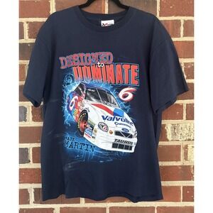 VTG Mark Martin Valvoline Racing Shirt Mens Large Navy Chase Authentics NASCAR